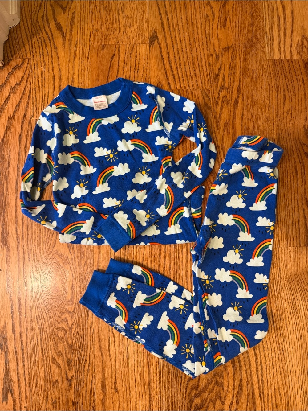 Hanna Andersson Royal Blue Rainbow & Cloud Pajama Set